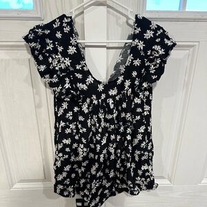 Black Floral Romper NWOT